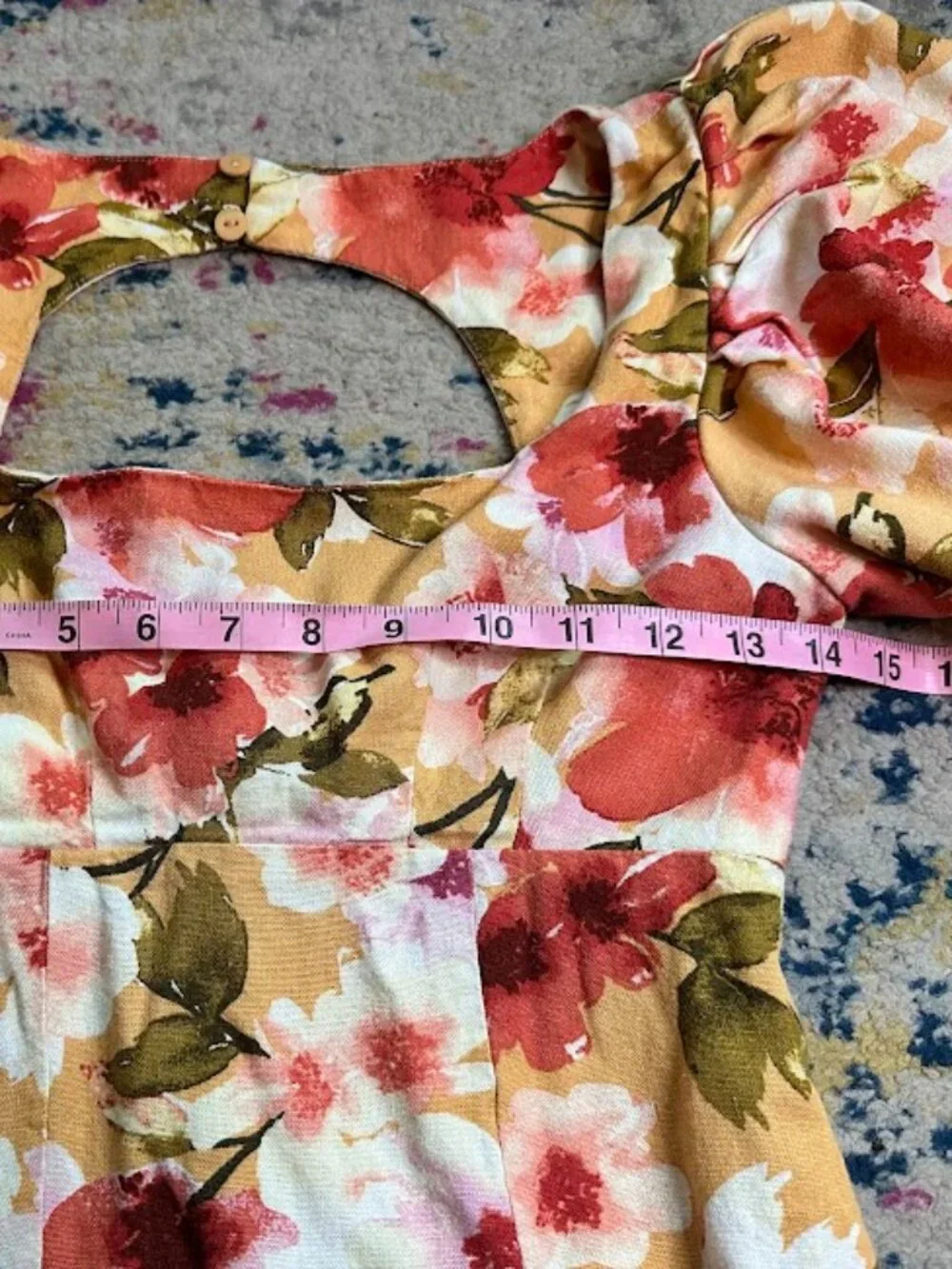 Anthropologie Moon River Square Neck Puff-Sleeve Floral Midi Dress - XS - Picture 2 of 12